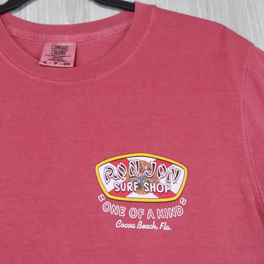 Ron Jon Surf Shop T-Shirt Small Red Cocoa Beach Florida Comfort Summer EUC